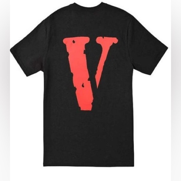Orangish/Red V Black Short Sleeve T-Shirt - Picture 3 of 4